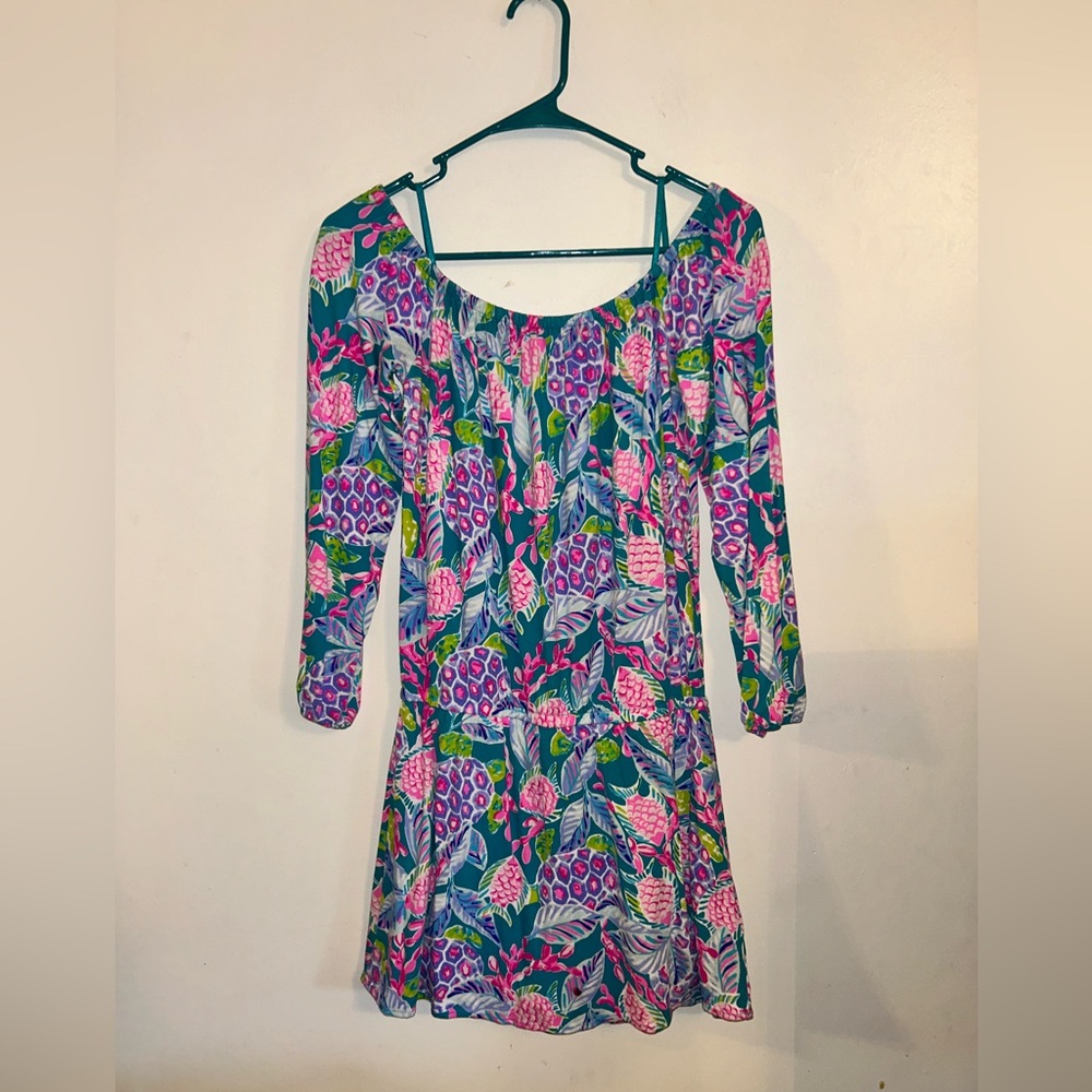 Lilly PulitzerMaldives Green Turtle Wave Lana Skort Romper Dress XS READ DESCRIP